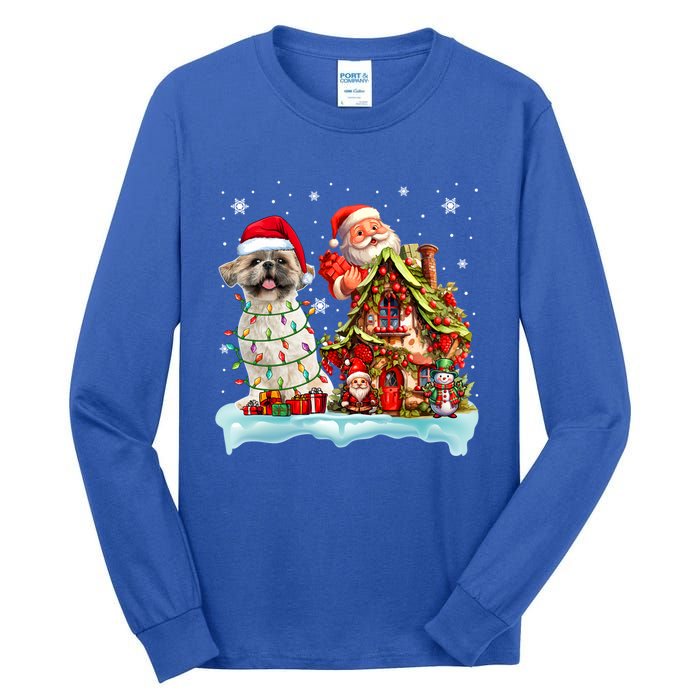 Santa Shih Tzu Funny Santa Gnome Snow Xmas Dog Lover Gift Tall Long Sleeve T-Shirt