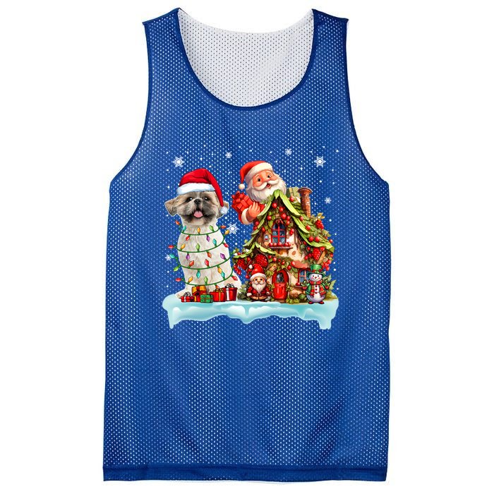 Santa Shih Tzu Funny Santa Gnome Snow Xmas Dog Lover Gift Mesh Reversible Basketball Jersey Tank