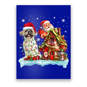 Santa Shih Tzu Funny Santa Gnome Snow Xmas Dog Lover Gift Poster