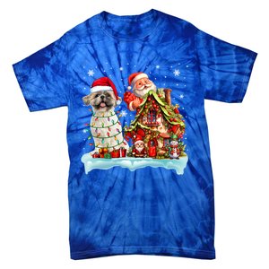 Santa Shih Tzu Funny Santa Gnome Snow Xmas Dog Lover Gift Tie-Dye T-Shirt