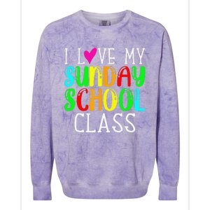 Sunday School Teacher I Love My Class Church Jesus Bible Gift Colorblast Crewneck Sweatshirt