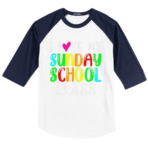 Sunday School Teacher I Love My Class Church Jesus Bible Gift Baseball Sleeve Shirt