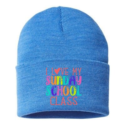 Sunday School Teacher I Love My Class Church Jesus Bible Sustainable Knit Beanie