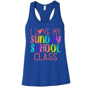 Sunday School Teacher I Love My Class Church Jesus Bible Women's Racerback Tank