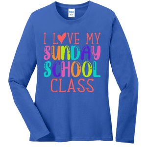 Sunday School Teacher I Love My Class Church Jesus Bible Ladies Long Sleeve Shirt