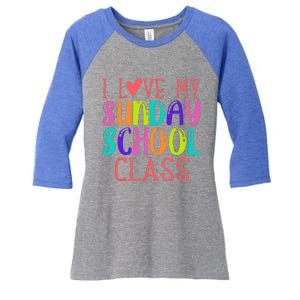 Sunday School Teacher I Love My Class Church Jesus Bible Women's Tri-Blend 3/4-Sleeve Raglan Shirt