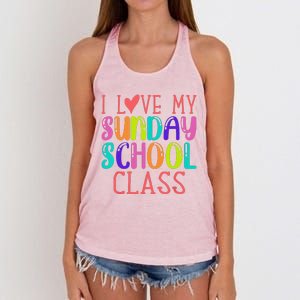 Sunday School Teacher I Love My Class Church Jesus Bible Women's Knotted Racerback Tank