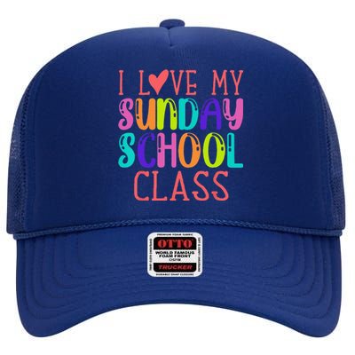 Sunday School Teacher I Love My Class Church Jesus Bible High Crown Mesh Back Trucker Hat