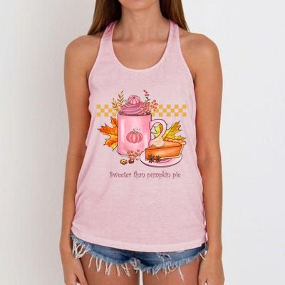 S Sweeter Than Pumpkin Spice Pie Autumn Fall Season Cute Gift Women's Knotted Racerback Tank