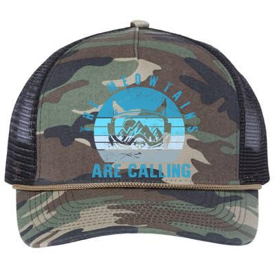 Ski Snowboard The Meowtains Calling Skiing Cat Mom Dad Skier Cool Gift Retro Rope Trucker Hat Cap