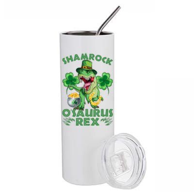 Shamrock T Rex St Patricks Day Stainless Steel Tumbler