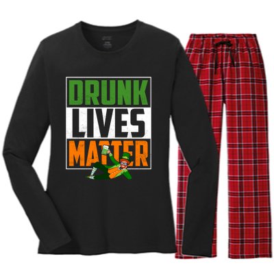 Drunk Lives Matter Women's Long Sleeve Flannel Pajama Set 