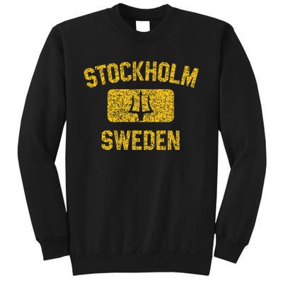 Stockholm Sweden Trident Gym Style Distressed Yellow Sweatshirt