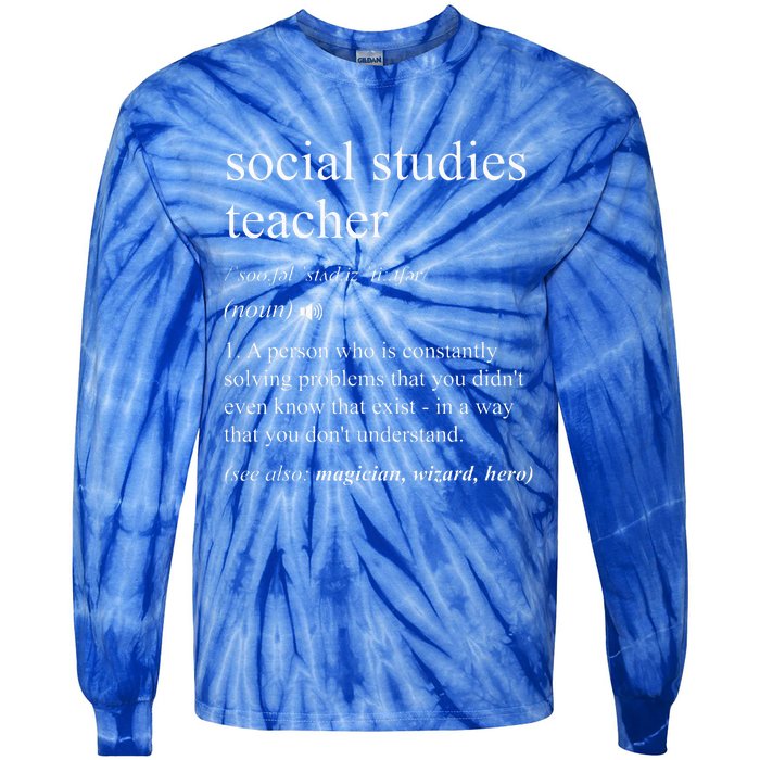 Social Studies Teacher Dictionary Definition Tie-Dye Long Sleeve Shirt