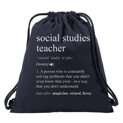 Social Studies Teacher Dictionary Definition Drawstring Bag