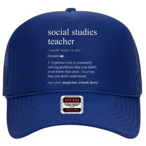 Social Studies Teacher Dictionary Definition High Crown Mesh Back Trucker Hat