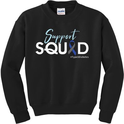 Support Squad Type 1 Diabetes Awareness Kids Sweatshirt