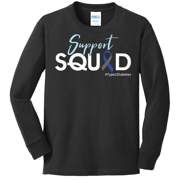 Support Squad Type 1 Diabetes Awareness Kids Long Sleeve Shirt