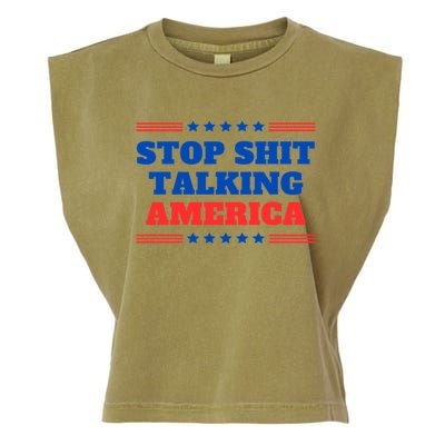 Stop Shit Talking America Usa Speech Democrat Kamala Garment-Dyed Women's Muscle Tee