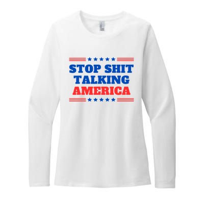 Stop Shit Talking America Usa Speech Democrat Kamala Womens CVC Long Sleeve Shirt