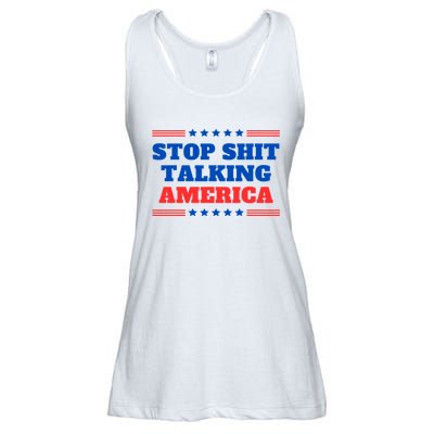 Stop Shit Talking America Usa Speech Democrat Kamala Ladies Essential Flowy Tank