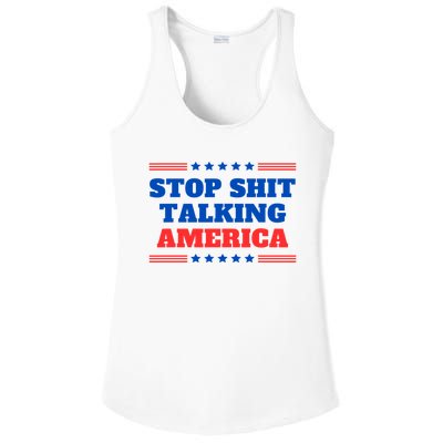 Stop Shit Talking America Usa Speech Democrat Kamala Ladies PosiCharge Competitor Racerback Tank