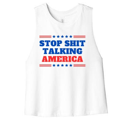 Stop Shit Talking America Usa Speech Democrat Kamala Women's Racerback Cropped Tank