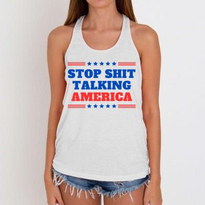 Stop Shit Talking America Usa Speech Democrat Kamala Women's Knotted Racerback Tank