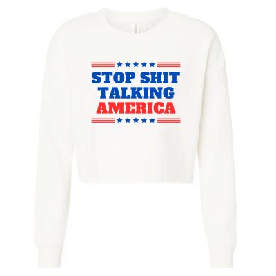 Stop Shit Talking America Usa Speech Democrat Kamala Cropped Pullover Crew