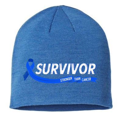 Survivor Stronger Than Cancer Colon Cancer Awareness Gift Sustainable Beanie