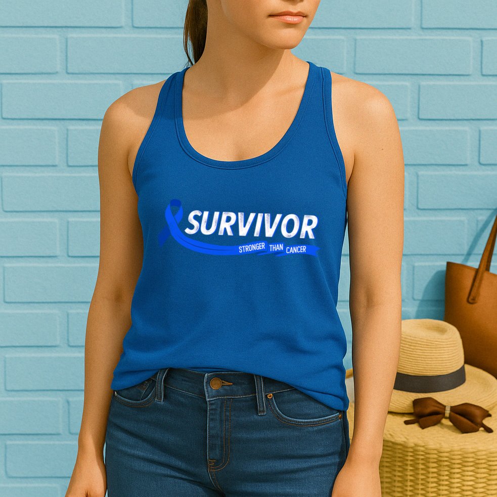 Survivor Stronger Than Cancer Colon Cancer Awareness Gift Womens Tank Top