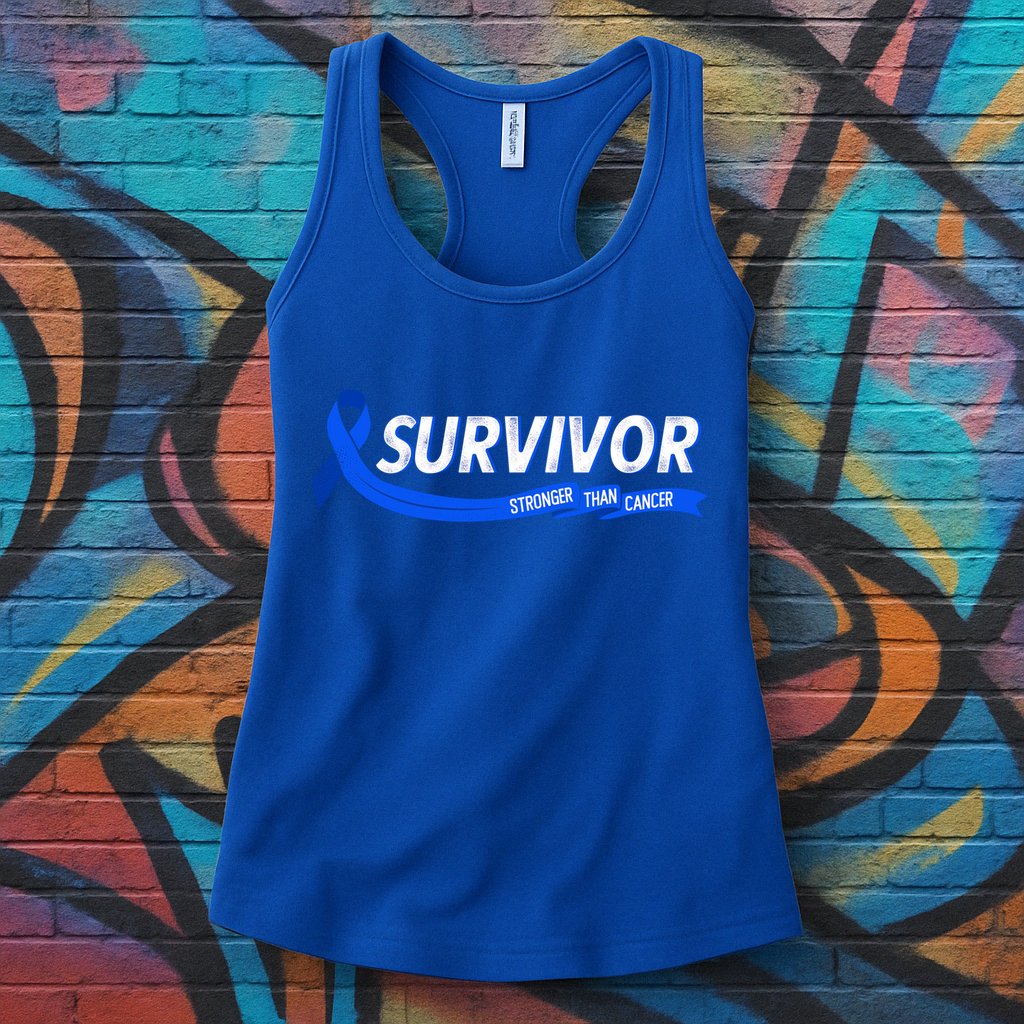 Survivor Stronger Than Cancer Colon Cancer Awareness Gift Womens Tank Top