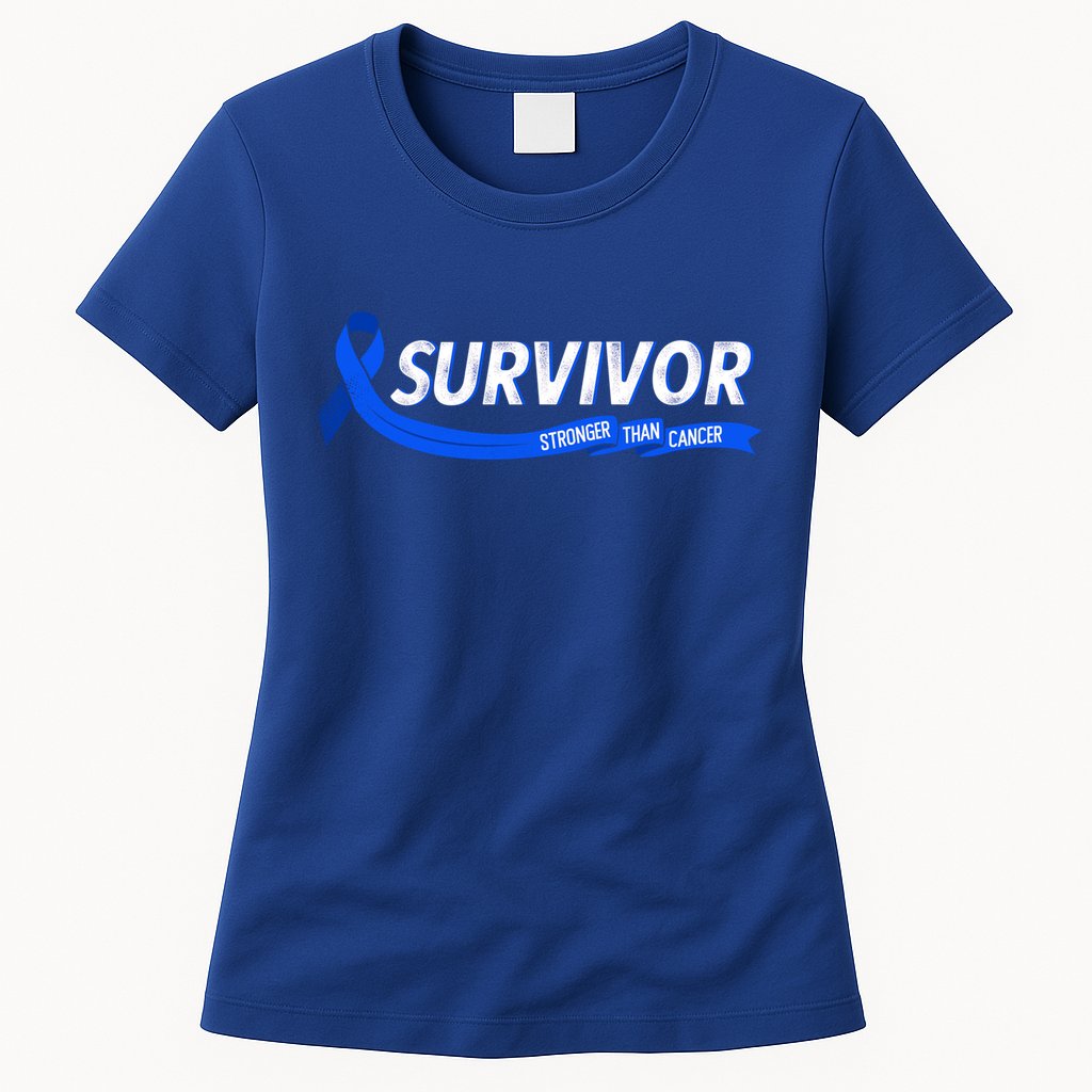 Survivor Stronger Than Cancer Colon Cancer Awareness Gift Womens T-Shirt