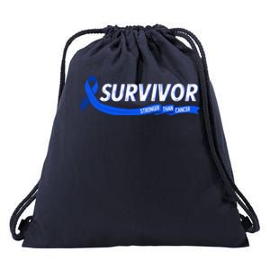 Survivor Stronger Than Cancer Colon Cancer Awareness Gift Drawstring Bag