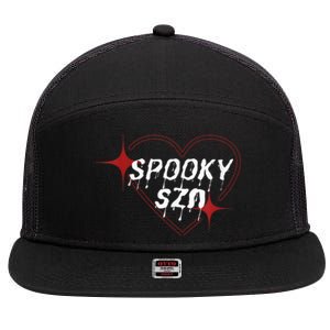 Spooky Szn Trendy Stylish, Funny Halloween Cute 7 Panel Mesh Trucker Snapback Hat