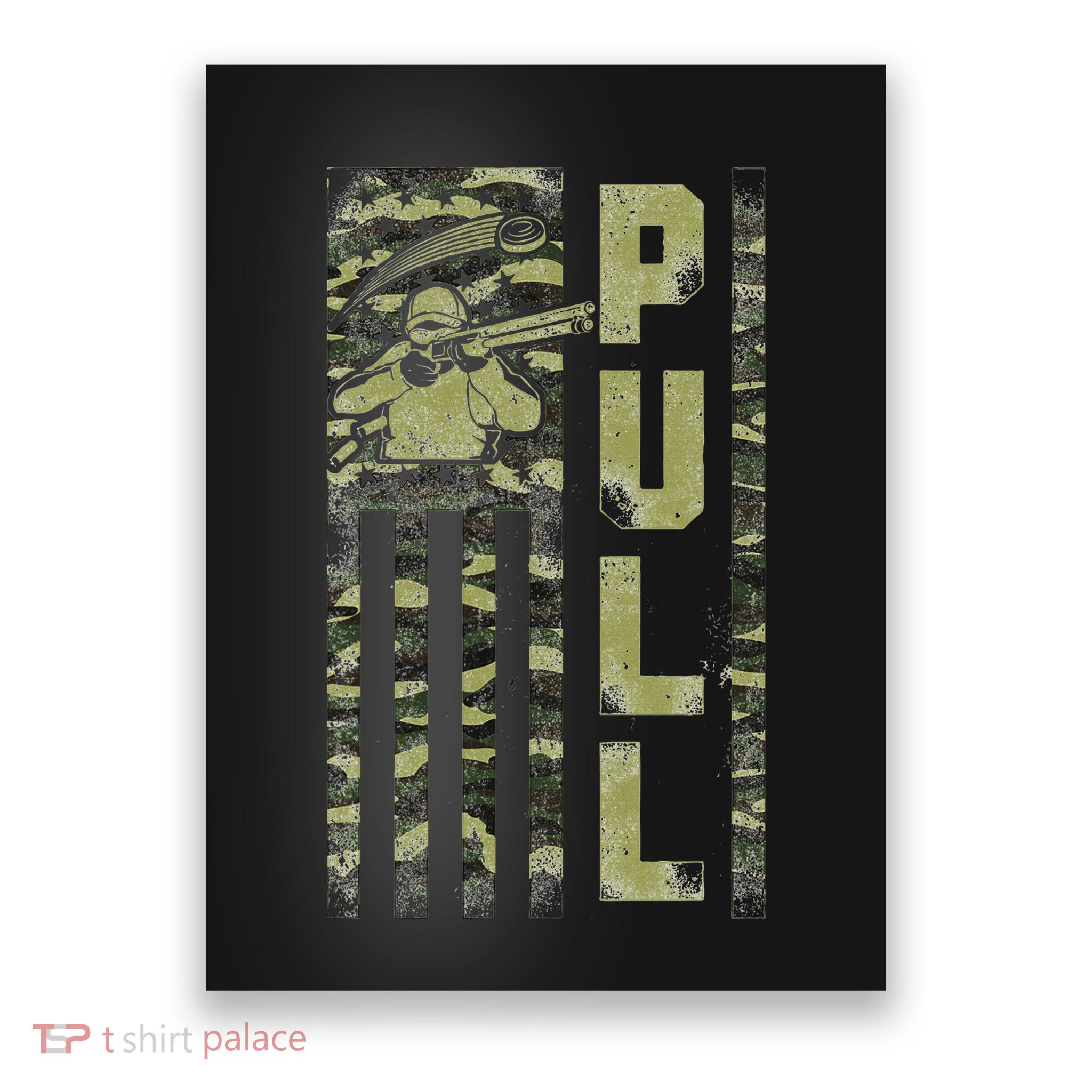 Shotgun Skeet Trap Clay Pigeon Shooting Camo Usa Flag Poster