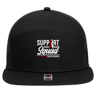 Support Squad Throat Oral Head & Neck Cancer Awareness 7 Panel Mesh Trucker Snapback Hat