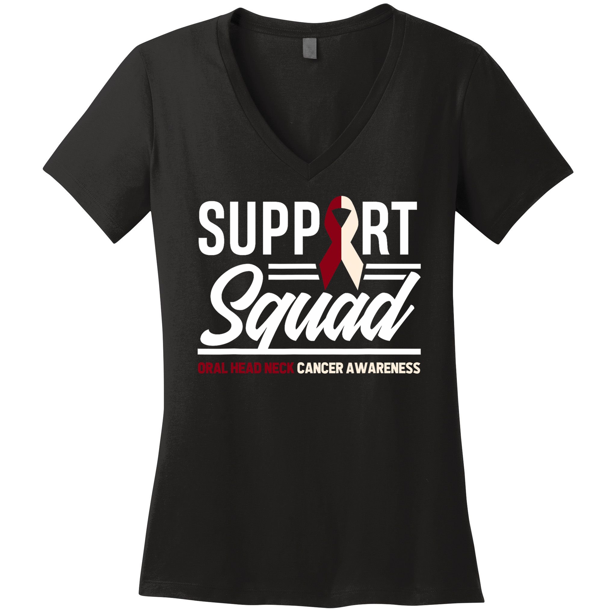 Support Squad Throat Oral Head & Neck Cancer Awareness Women's V-Neck T-Shirt