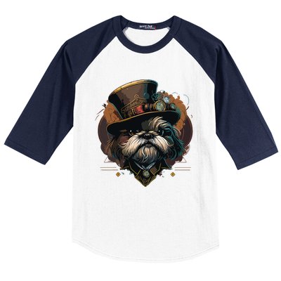 Steampunk Shih Tzu Baseball Sleeve Shirt