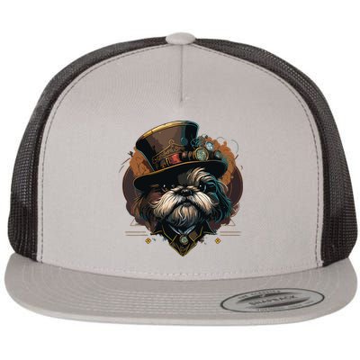 Steampunk Shih Tzu Flat Bill Trucker Hat