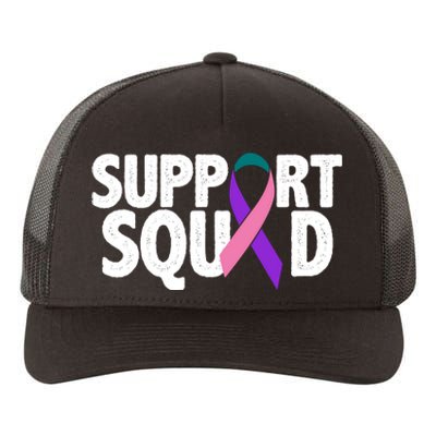 Thyroid Cancer Support Squad Teal Purple Pink Ribbon Yupoong Adult 5-Panel Trucker Hat