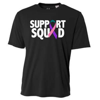 Thyroid Cancer Support Squad Teal Purple Pink Ribbon Cooling Performance Crew T-Shirt