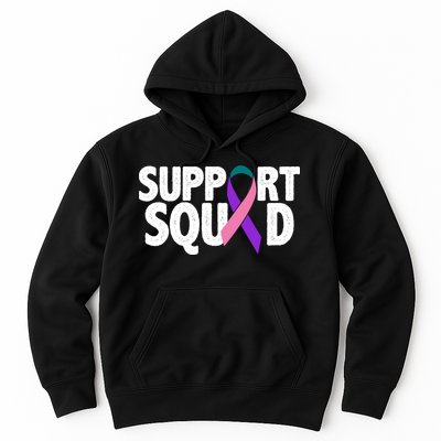 Thyroid Cancer Support Squad Teal Purple Pink Ribbon Hoodie