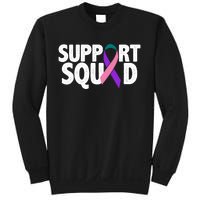 Thyroid Cancer Support Squad Teal Purple Pink Ribbon Sweatshirt