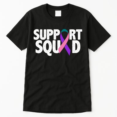 Thyroid Cancer Support Squad Teal Purple Pink Ribbon Tall T-Shirt