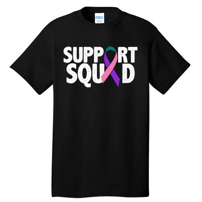 Thyroid Cancer Support Squad Teal Purple Pink Ribbon Tall T-Shirt