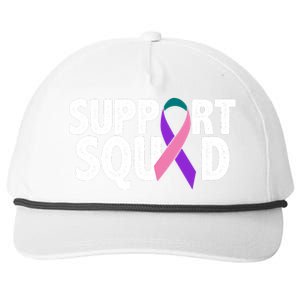 Thyroid Cancer Support Squad Teal Purple Pink Ribbon Snapback Five-Panel Rope Hat