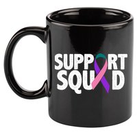 Thyroid Cancer Support Squad Teal Purple Pink Ribbon 11oz C Handle Ceramic Mug