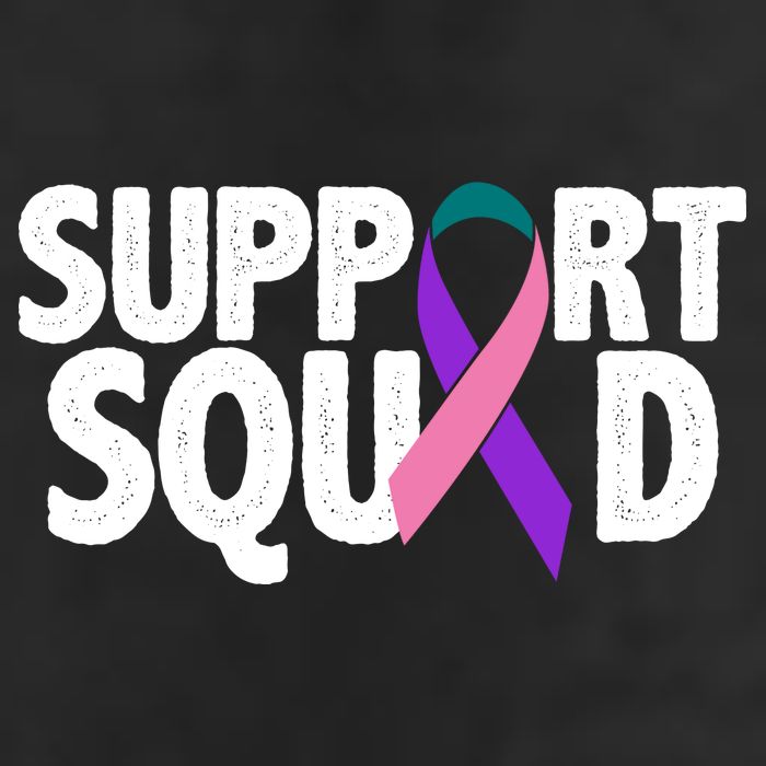 Thyroid Cancer Support Squad Teal Purple Pink Ribbon 11oz C Handle Ceramic Mug