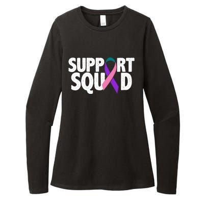 Thyroid Cancer Support Squad Teal Purple Pink Ribbon Womens CVC Long Sleeve Shirt